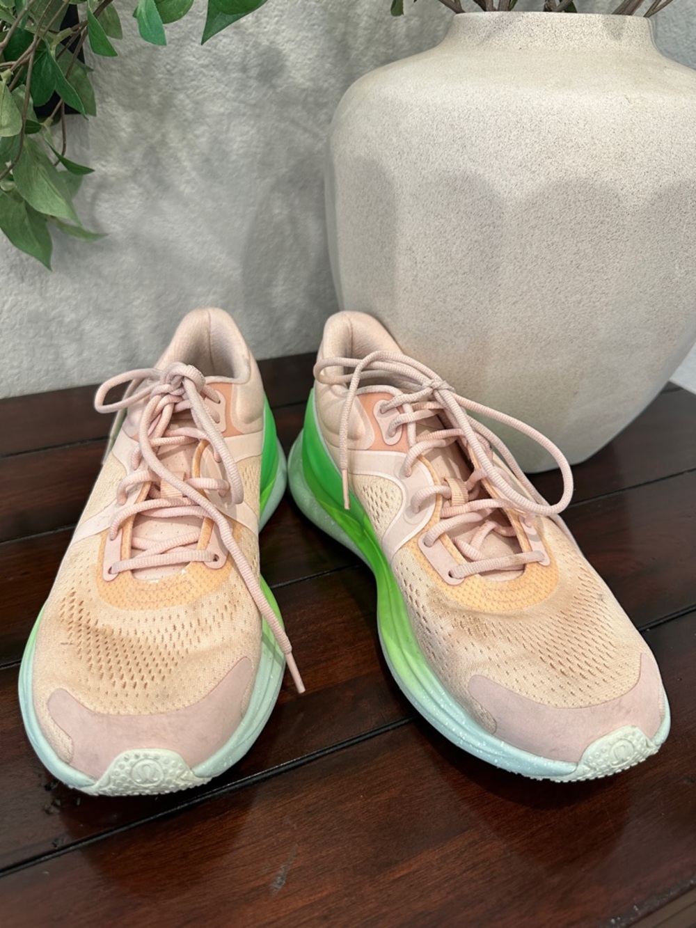 lululemon athletica Pink and Green Women's Running Sneakers
